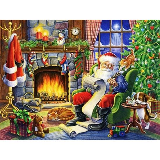 

HUACAN Алмазная вышивка Рождественский пейзаж 5D Алмазная картина Вышивка крестом Санта-Клаус Стразы 30*40 cm