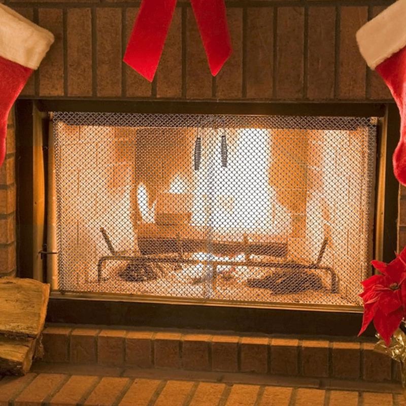 Fireplaces Mesh Screen Curtain Heat Resistant Fireplaces Spark Guards Curtain Fireplaces Replacement Mesh Curtain