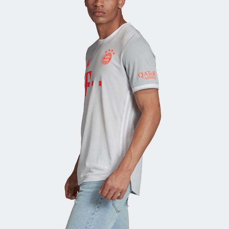 Adidas Fc Bayern Letter Print Short Sleeve Football Shirt 20-21 Season Player Version Men Tops Grey FR4021