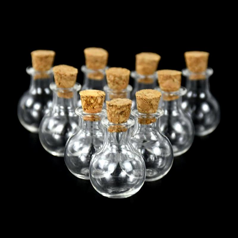 10Pcs Small Glass Bottles With Cork Stoppers Diy Decoration Mini Glass Vials Cork Message Glass Vial Wishing Bottles