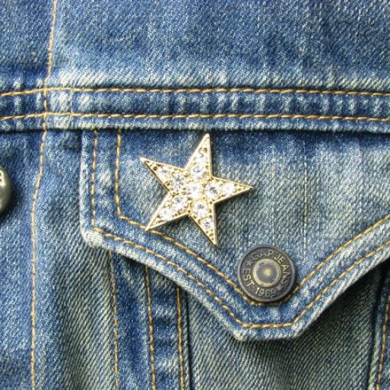 Sparkling Star/Pin Brooch/Star/Label Pin/KS34001 (Silver Color)