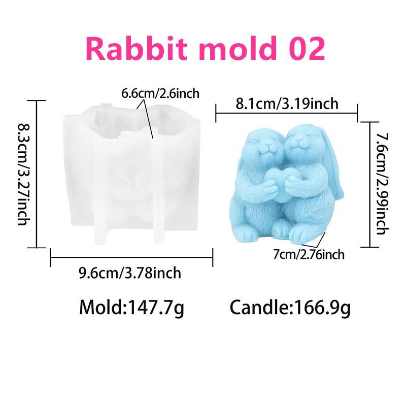 Easter Couple Holding Loving Rabbit Silicone Candle Mold DIY Mother Rabbit Holding Small Rabbit Easter Gift Candle Plaster