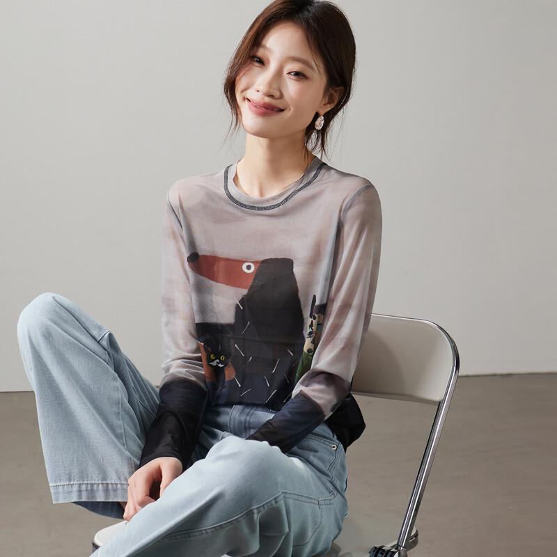 SOFSIL Women s Cartoon Print Long Sleeve T-Shirt XL