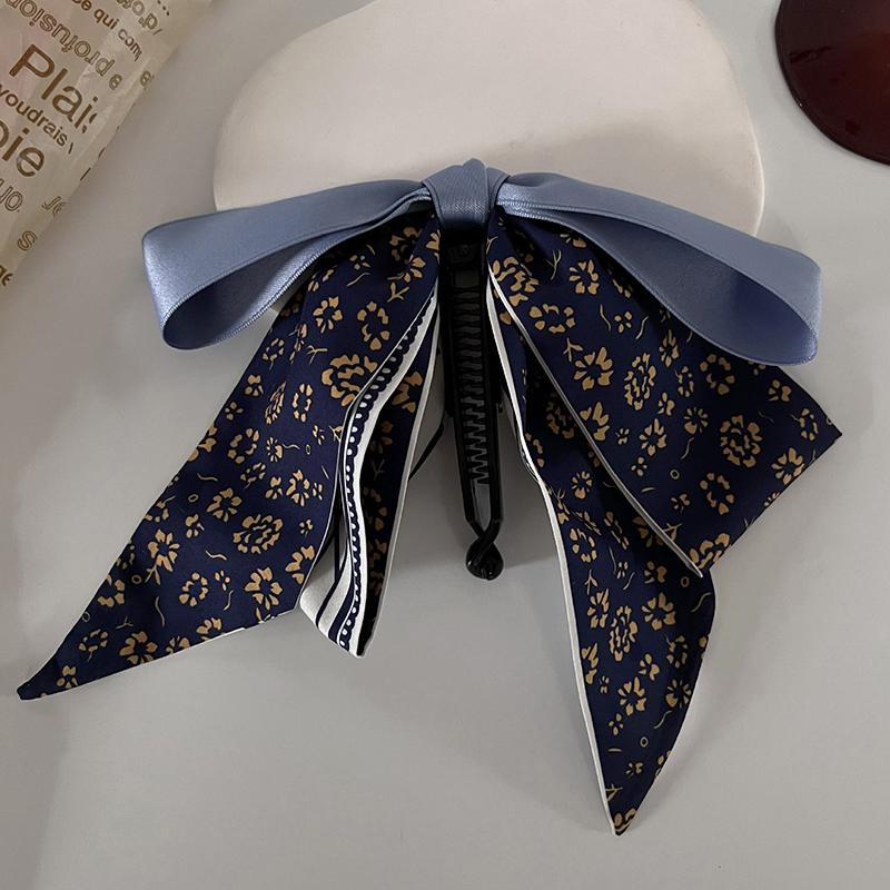 Fashion Ribbon Bow Banana Clip Simple Headwear For Women Girls Versatile Hair Claw Temperament Hairpin Headdress Vertical Clip