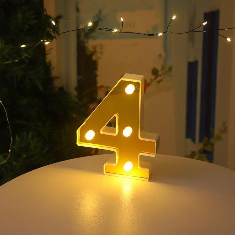 Gold LED Mirror Letter Lights - Romantic Birthday and Festive Décor