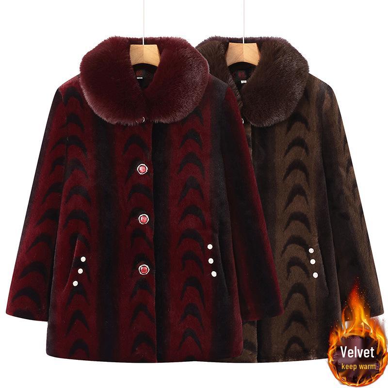 Mink Velvet Coat for Middle-Aged & Elderly Women – 2025 New Style Velvety Thickened Winter Outerwear