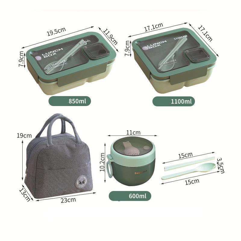 Portable Lunch Box Japanese Bento Box with Tableware for Kids School Office Worker Leakproof Food Storage Container Microwavable
