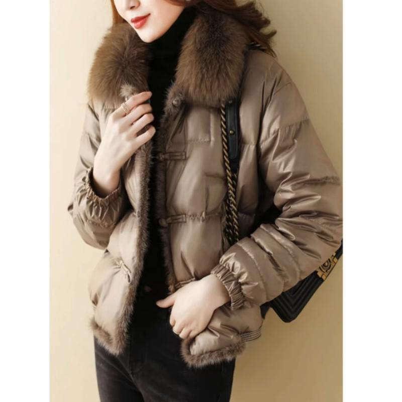 Women Winter Short Puffer Warm Down Jacket Female Loose Vintage Parka