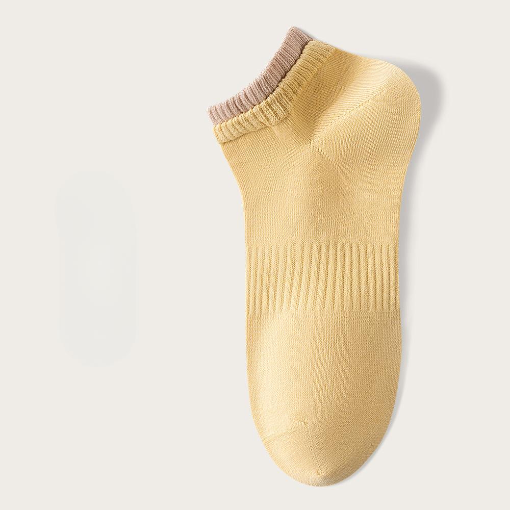 

Женские весенне-летние тонкие простые однотонные носки-следки из чистого хлопка 1 pair жёлтый