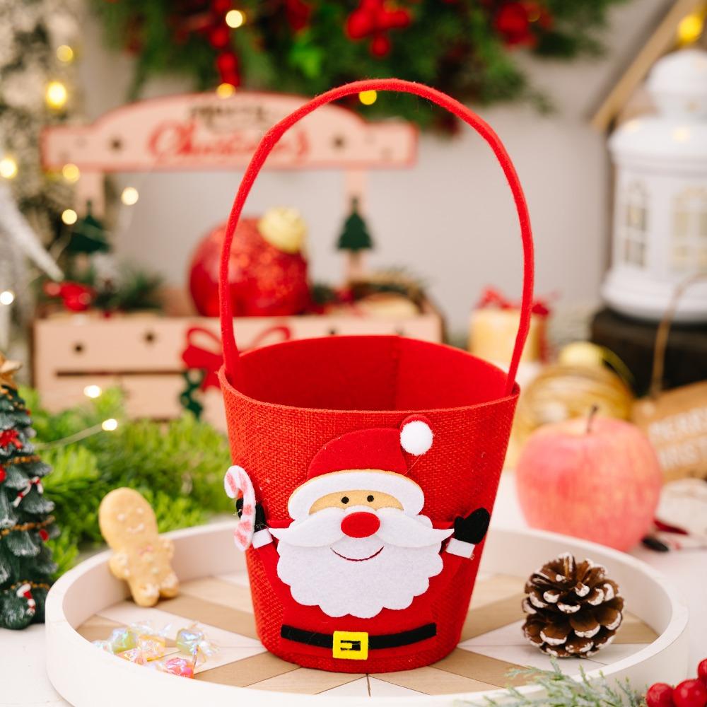 

Large Capacity Christmas Bucket Handbag Snowman Elk Santa Claus Bag Party Supplies Santa Claus