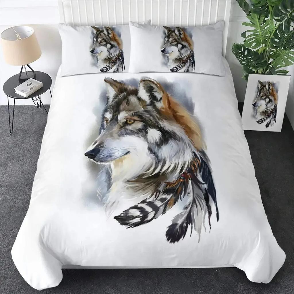 Moon Child Black Cold Art Moon Fox Duvet Cover Set Moon and Stars Bedding Set Black and White Fox Comforter Cover for Girl Boy
