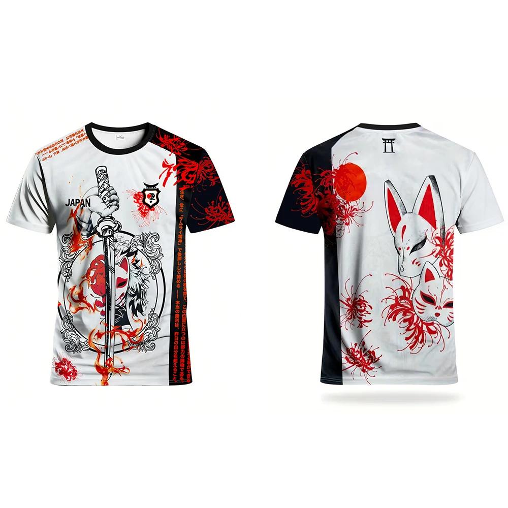 Maglia da Calcio da Uomo Stile Samurai Giapponese Girocollo Comodo Top Sportivo per Calcio Basket Pallavolo Allenamento Regalo Top