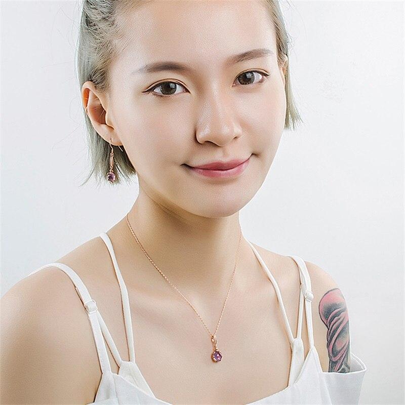 BELLA BOX Colgantes de Amatista de Moda Joyería Clásica Redonda de Zircón Púrpura