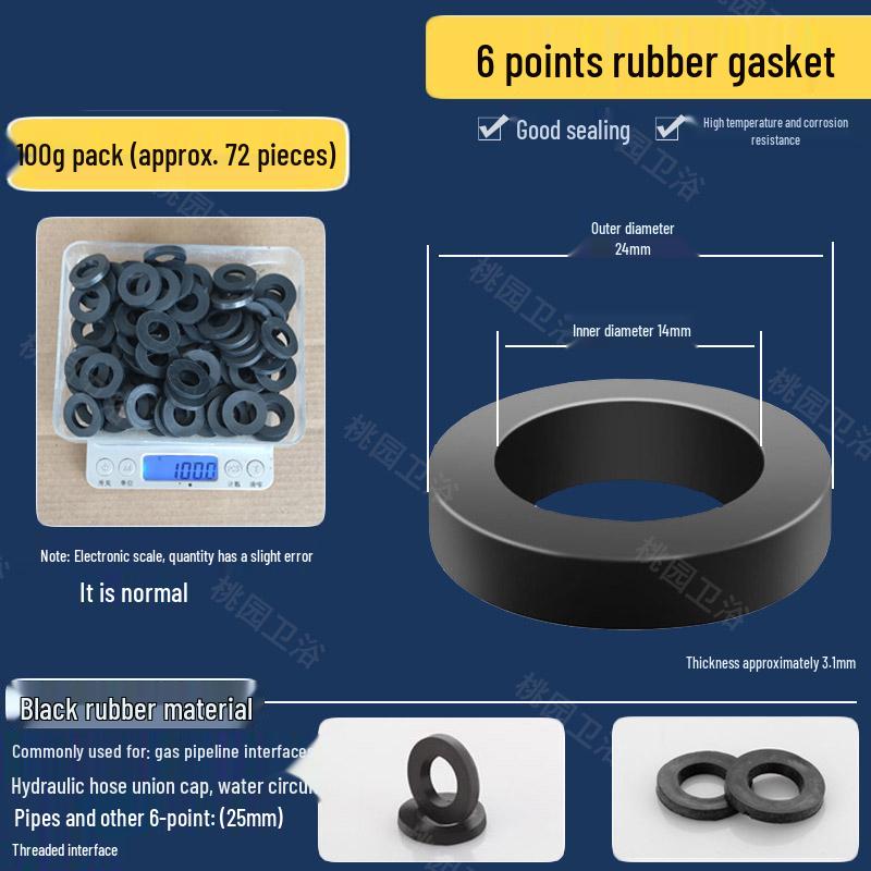 Waterproof Rubber Gasket Pad for Shower Hose & Water Meter - Fits 3/8", 1/2", 3/4", 1" Size Washers