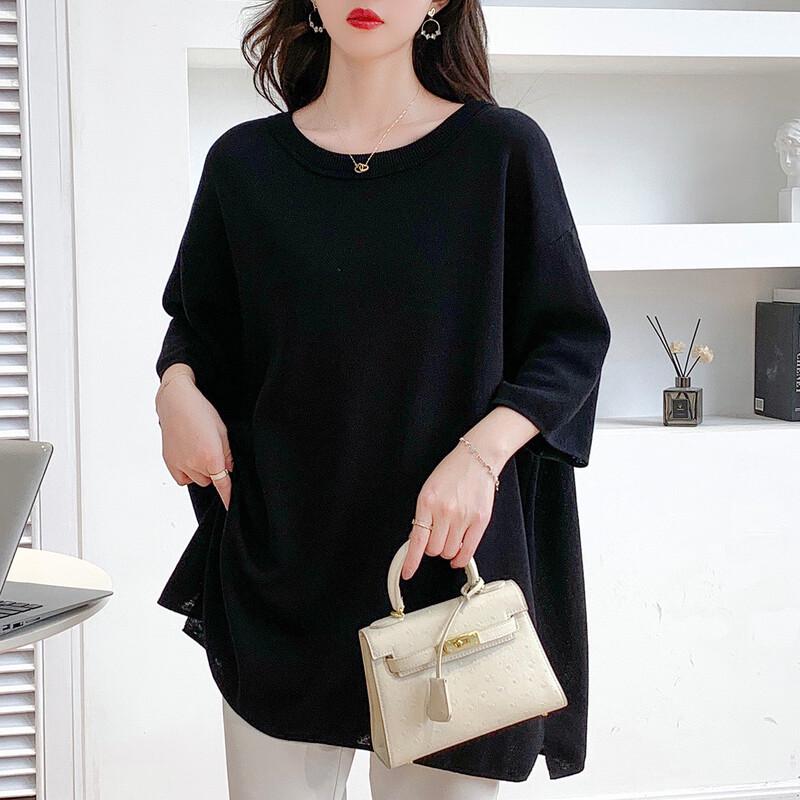 

Women s Fashionable Nine-Sleeve Loose T-Shirt M