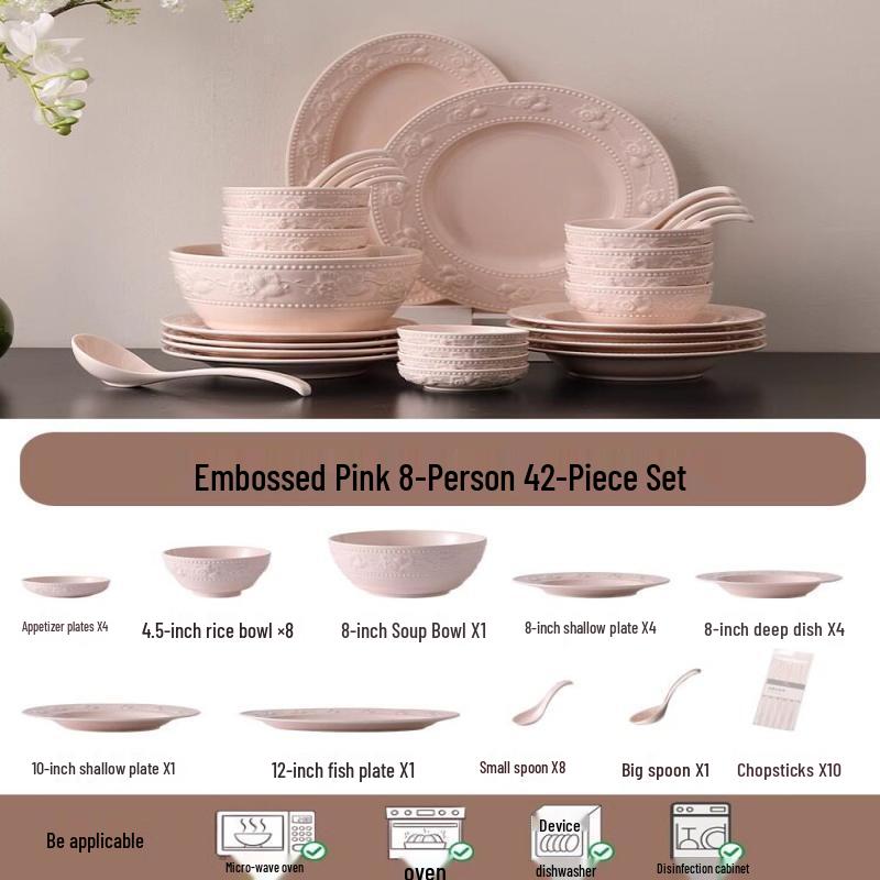 Chuyi Qi Creamy British Embossed Ceramic Dinnerware Set