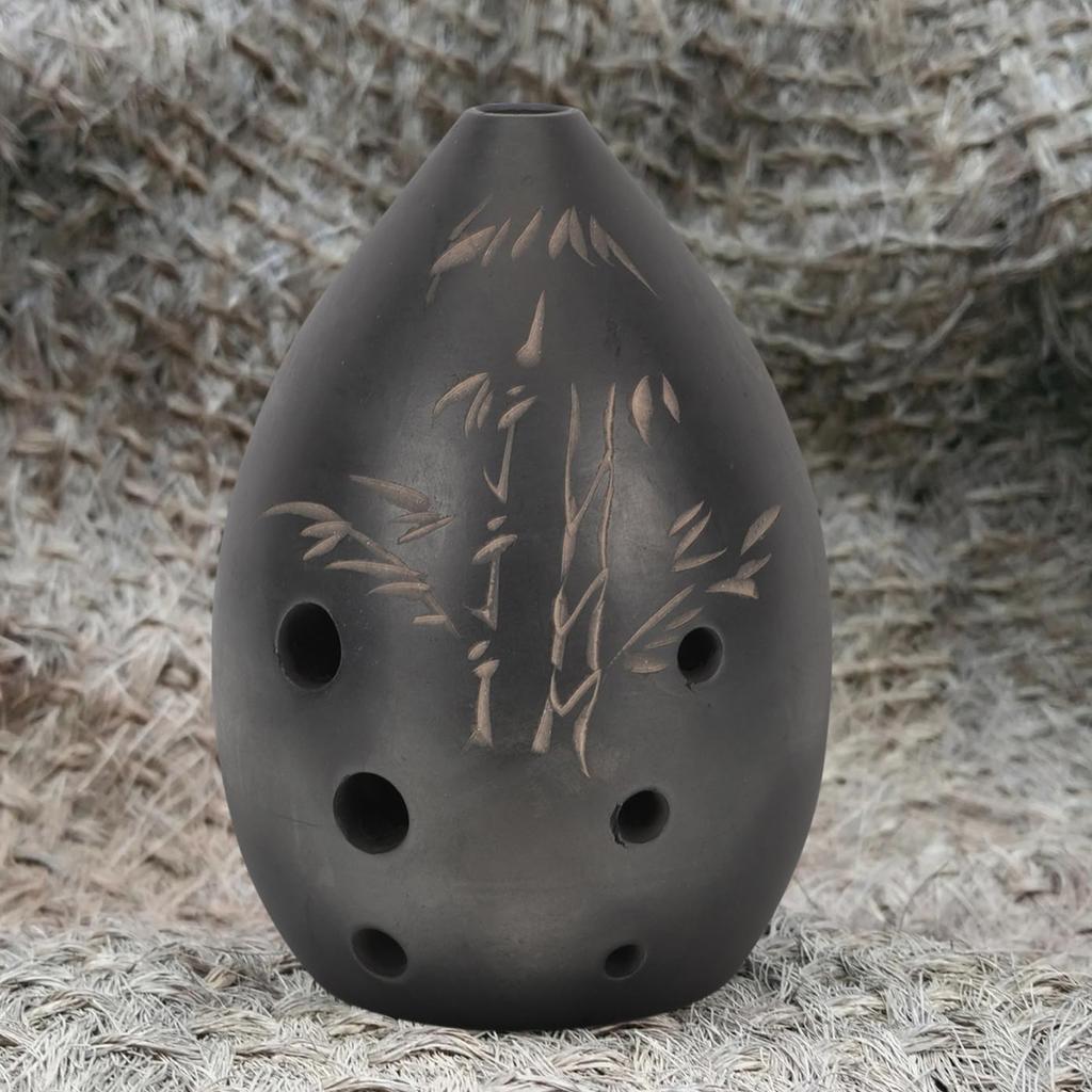 Ancient Chinese Black Clay Flute Exquisitely Crafted 8 Hole Ocarina Artwork Musical Instrument Perfect for Practicing