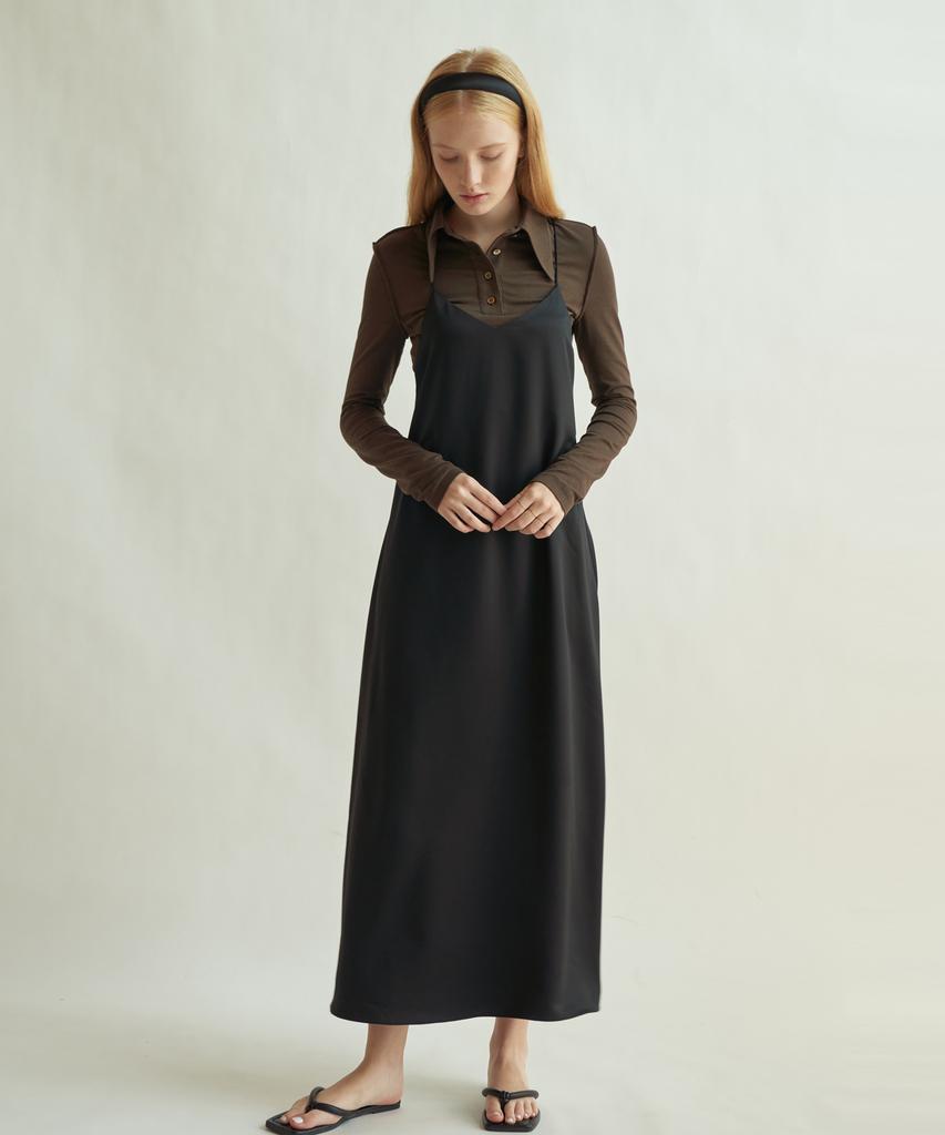 Illoil Satin Slip Dress - Black
