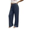 Women Loose Fit Wide Leg Pants Casual Cotton Linen High Elastic Waist Long Trousers with Pockets for Everyday Wear