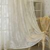 Retro Jacquard Embossed Sheer Curtains Solid Transparent Voile Window Screen for Bedroom Soft Balcony Living Room Curtain