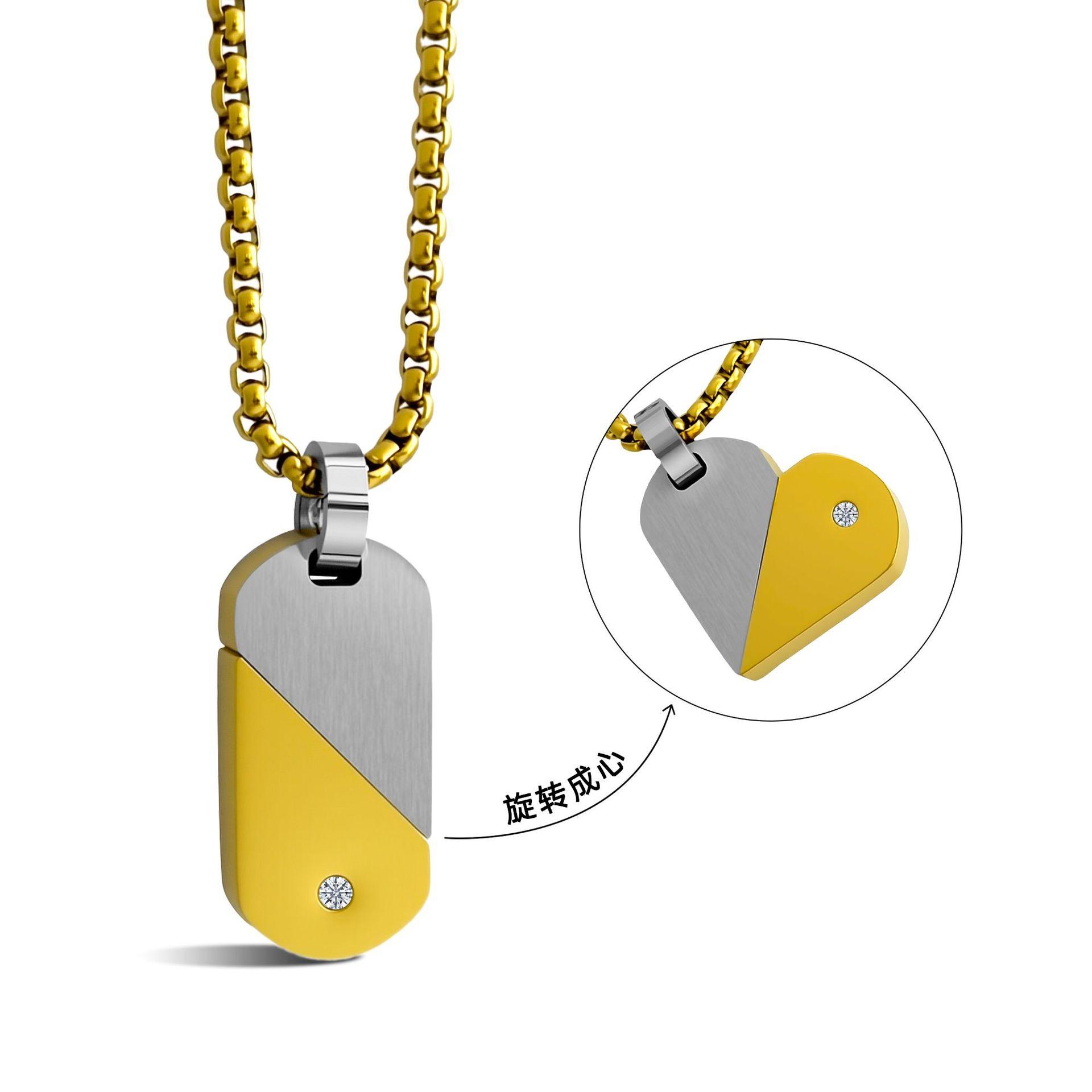 Rotatable Heart Stainless Steel Necklace, Fashion Pendant Jewelry Father s Day Gift