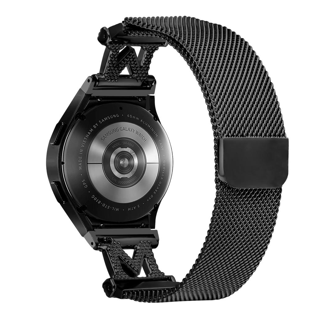 Metal Strap with Connector for Samsung Galaxy Watch 5 Pro/5/5 Active/4/4 Active/4 Classic M-Type Milanese Watch Band Rhinestone Decor