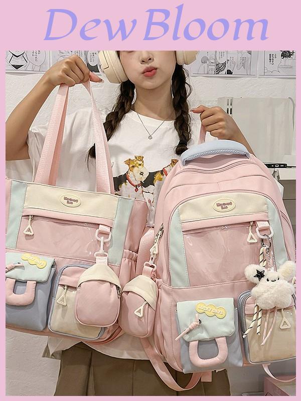 Sweet Girl Backpack With Fabric For School Use