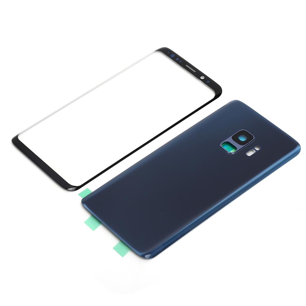 Phone Rear Back Glass Cover Front Screen Glass Lens Replacement Set for Samsung S9 G960