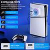 Wentylator chłodzący RGB z osłoną płyty dla PS5 Slim Digital/Disc, Automatyczna regulacja prędkości przez czujnik temperatury, 3 prędkości wentylatora (manualne) i huby USB 3.0, System chłodzenia