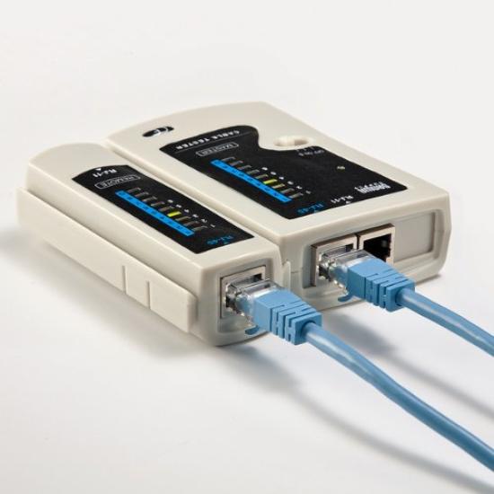 SANWA SUPPLY Cablu LAN Verifică Conexiunile și Compatibil cu Cabluri UTP și STP cu Conectori RJ45 și Cabluri Modulare cu Tester, Întreruperi, RJ-11