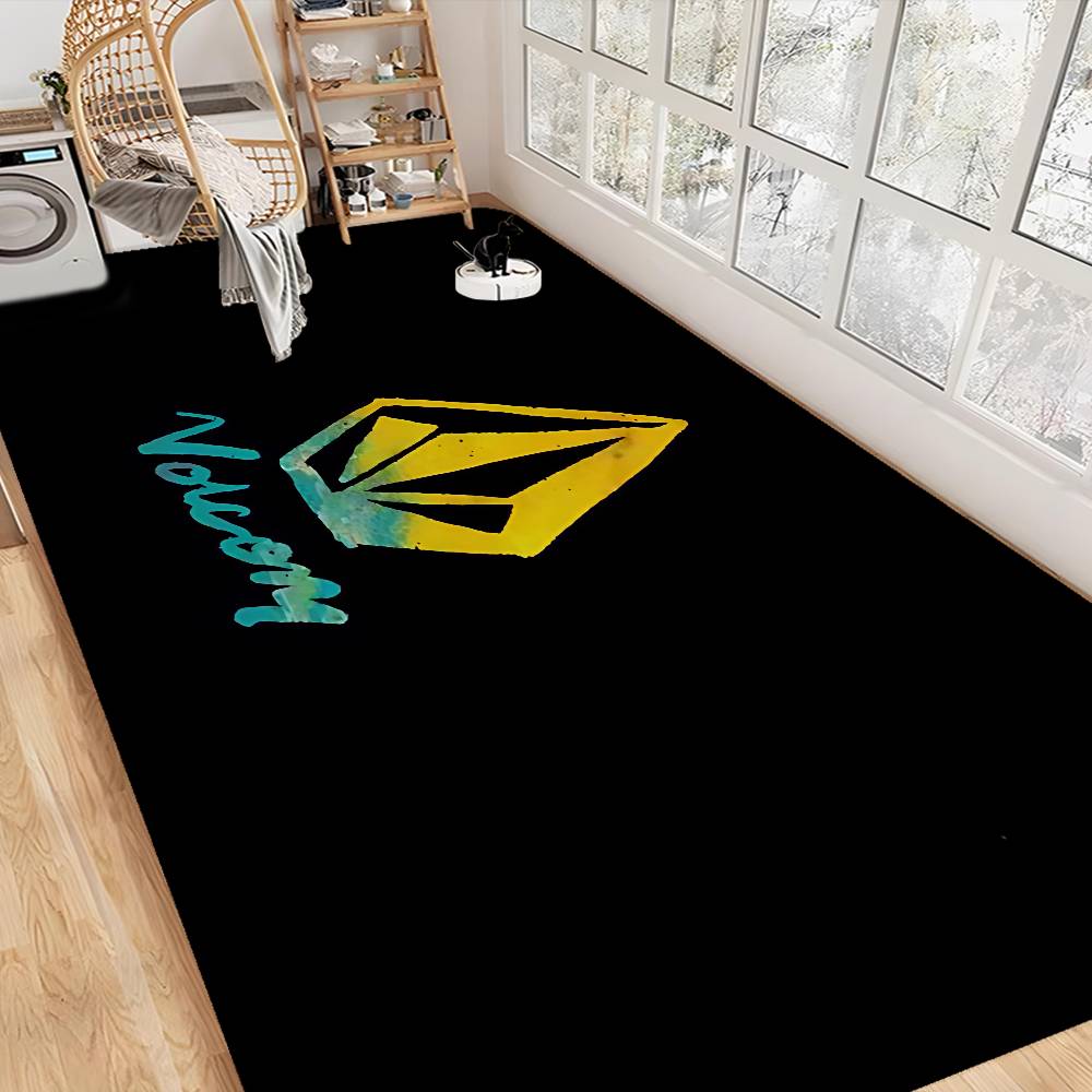 V-Volcom LOGO Long Rugs Cheaper Anti-slip Modern Living Room Balcony Printed Bedside Area Rugs