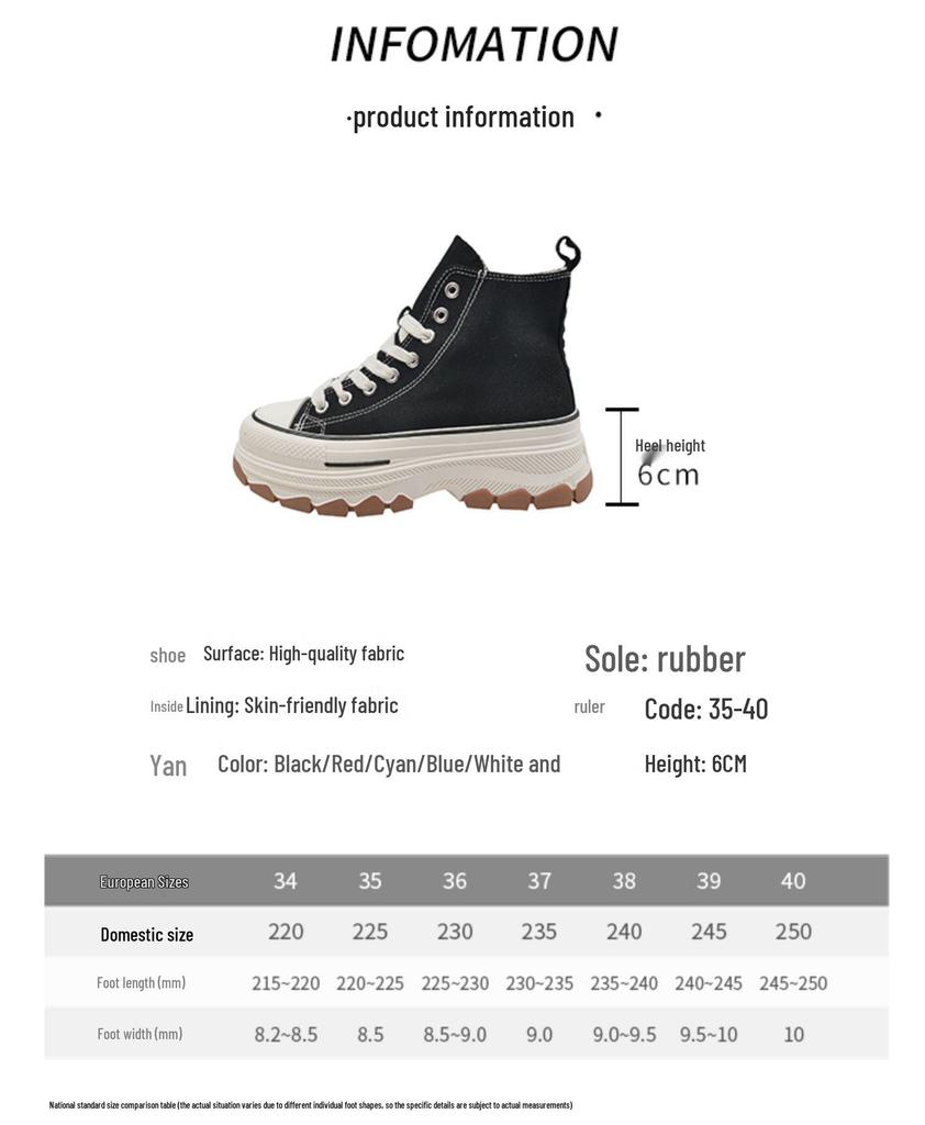 Brandneue 2025 Damen High-Top Canvas Schuhe: Höhenvergrößernde, Dicksohlige, Vielseitige, Lässige Sport-Sneaker für Frühling/Sommer