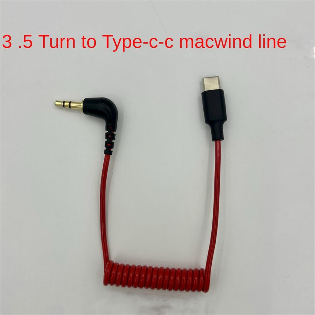 USB C to 3.5mm Cable for RODE Wireless Go II, Coiled Right Angle TRS Male DAC AUX Adapter Audio Cord