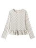 Korean Polka Dot Ruffle Long Sleeve Ballet Style Women's T-shirt