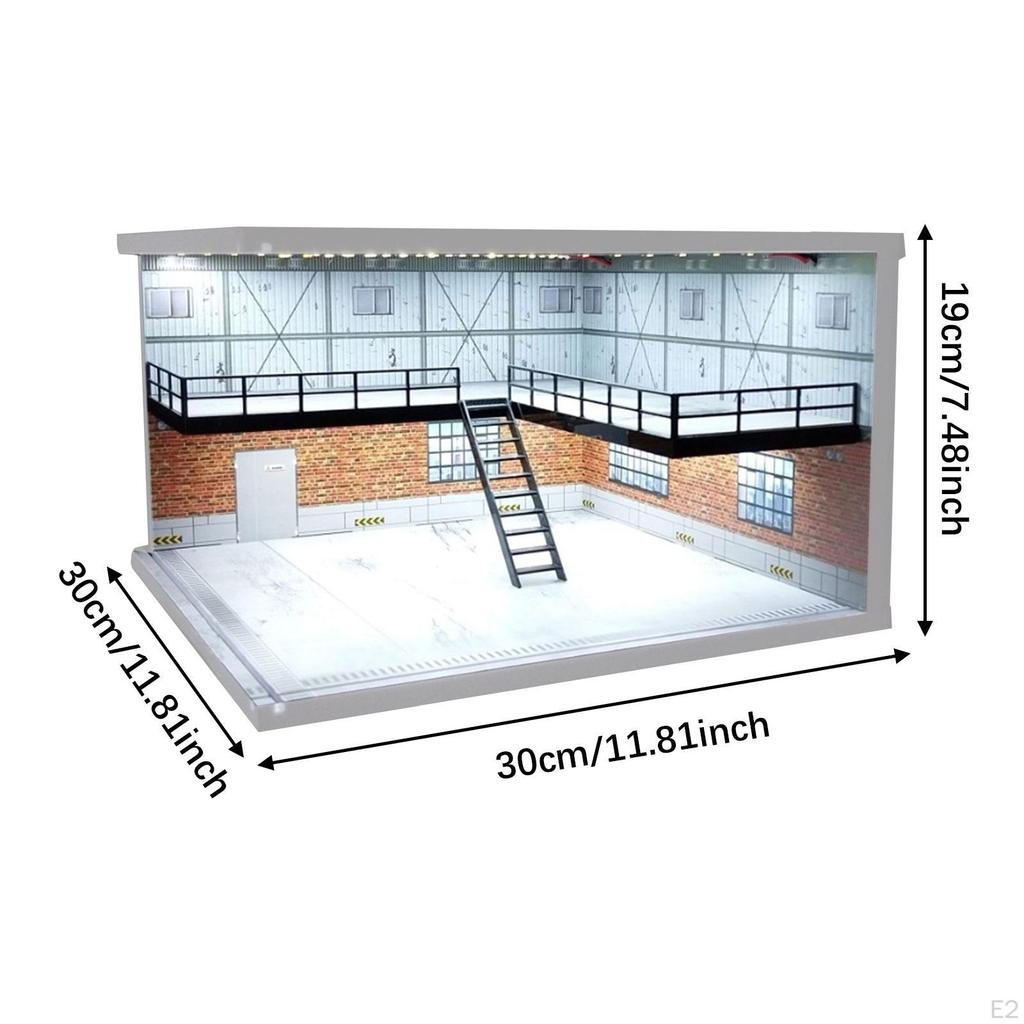1/64 1/36 1/32 Car Diorama Scene with Lighted Storage for Diecast Collection