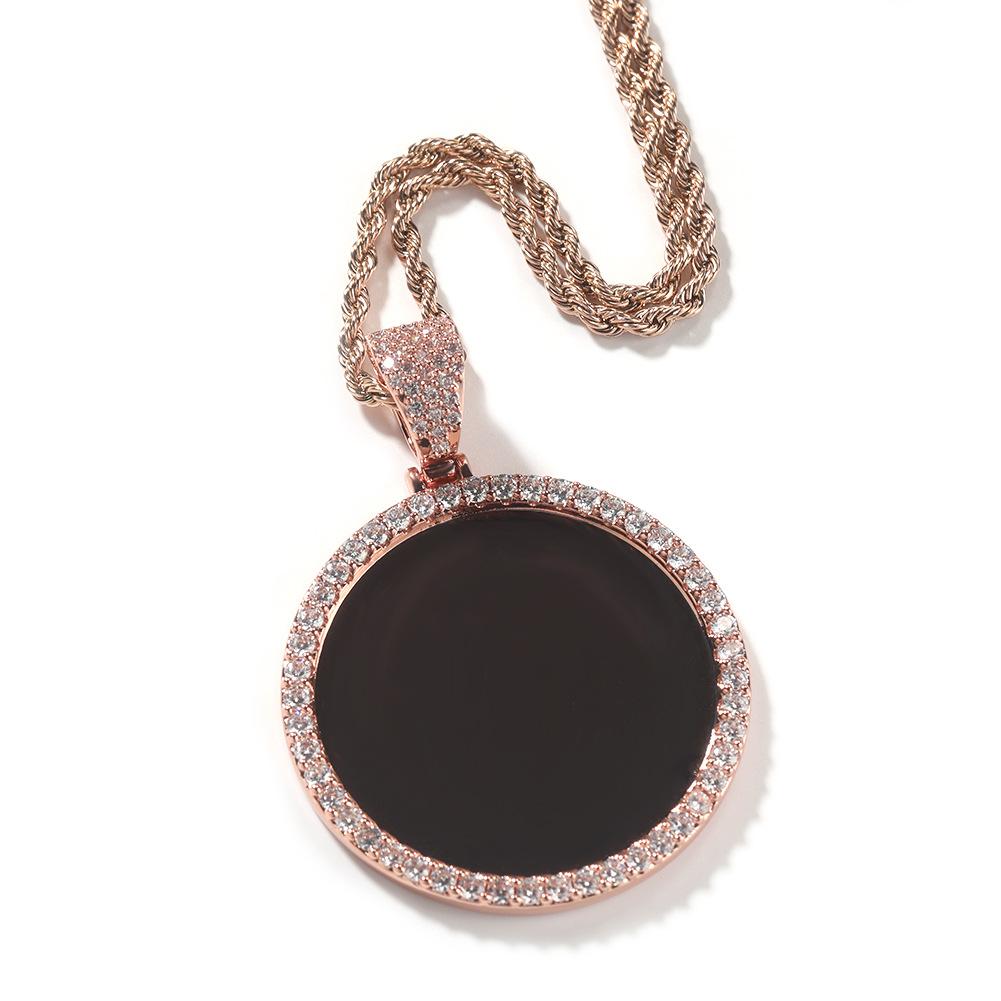Personalized photo pendant copper inlaid zircon solid DIY creative photo necklace jewelry