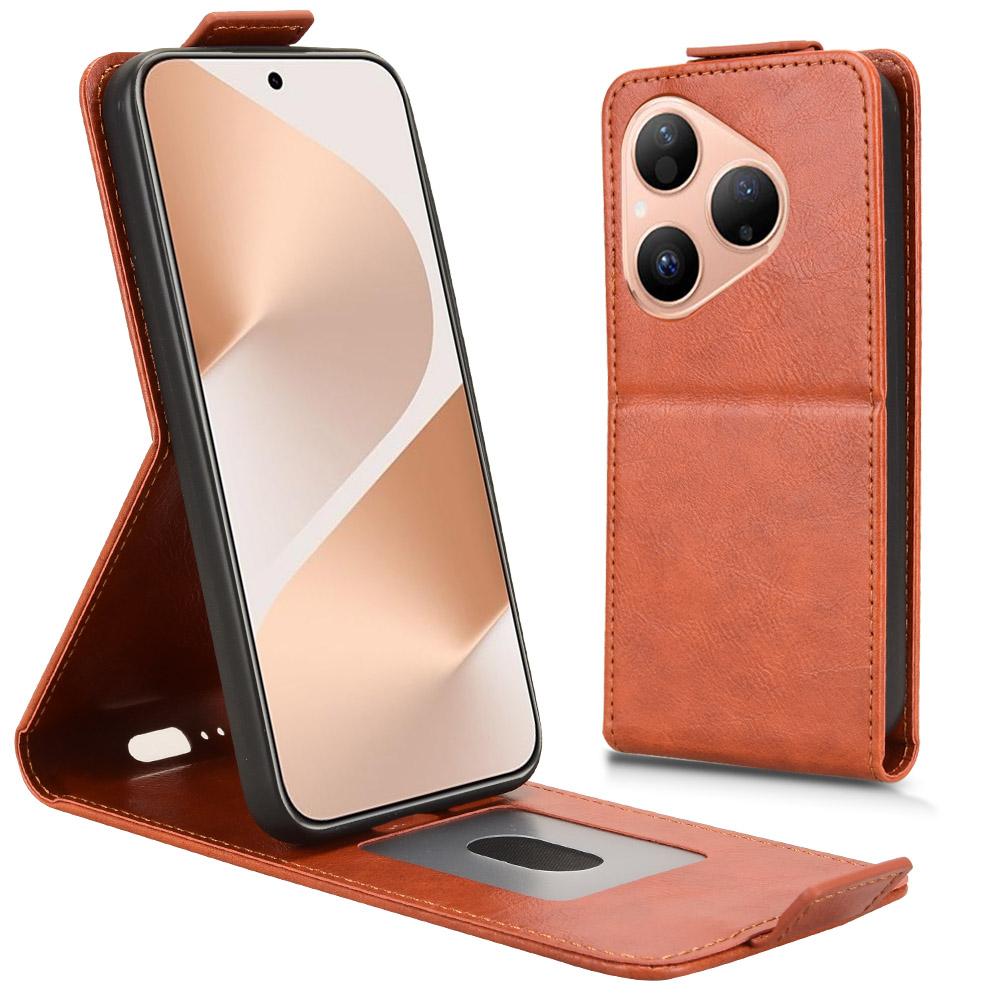 For Huawei Pura 80 Stand Case Magnetic Clasp Vertical Flip Leather Phone Cover with Card Holder