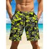 Men's Quick-Drying Breathable Beach Shorts, Featuring Colorful Printed Designs, Elastic Waistband with Drawstring, and Pockets