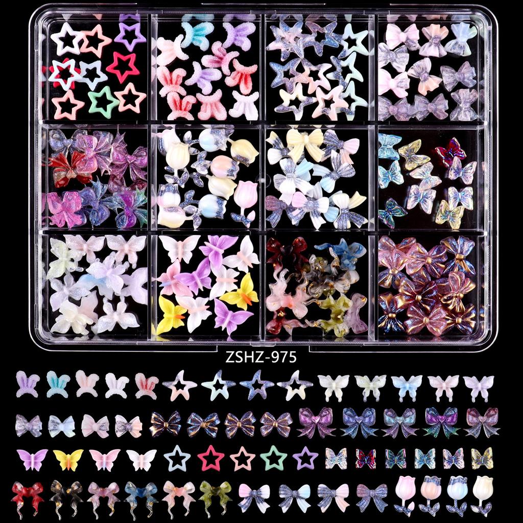 Nail Art Accessories Resin Simulation Biscuits Ice Cream Cute Cartoon Three-Dimensional Nail Accessories Mixed Bows