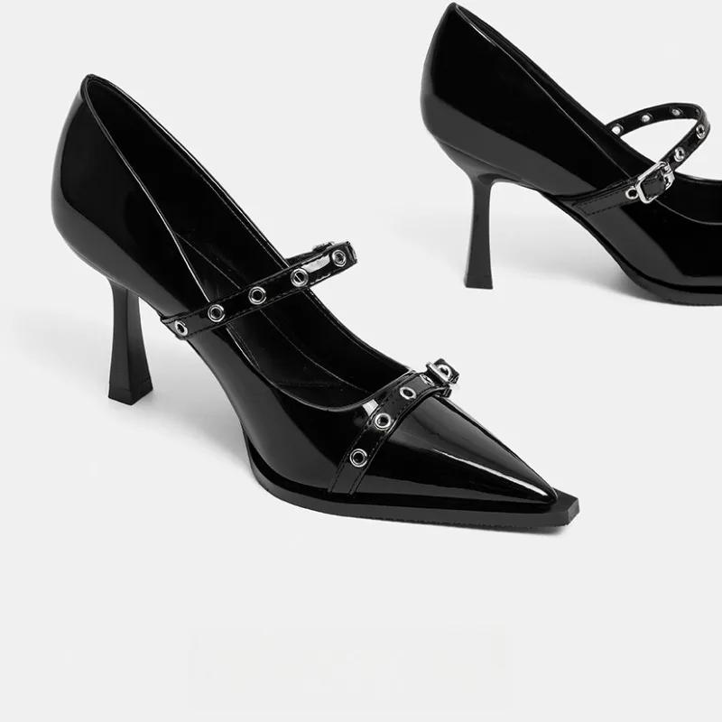 Shoes Female 2025 Hot Sale Shallow Women's High Heels Rivet Office and Career Sexy Pointed Toe Plus Size High Heels