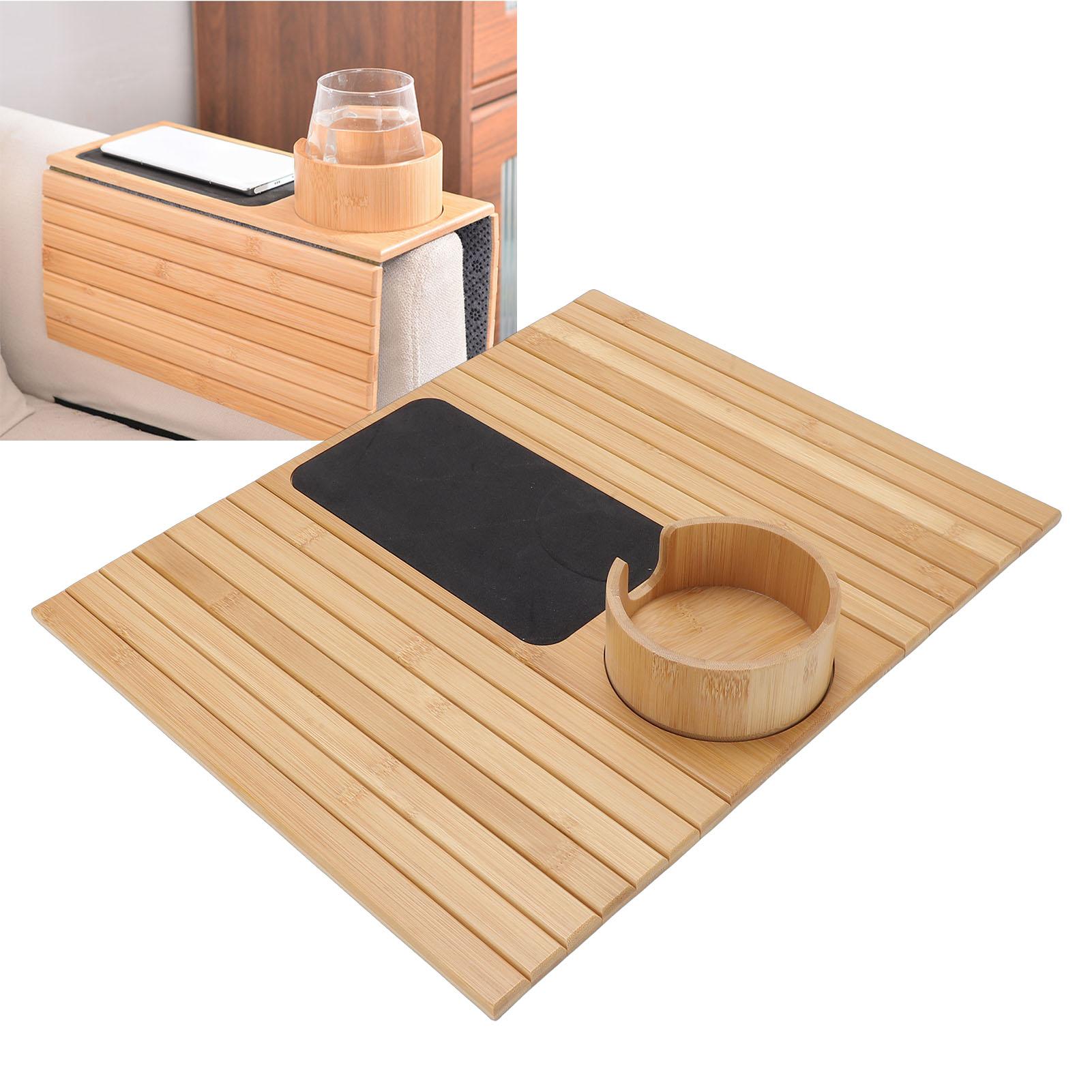Konnwei Sofa Armrest Tray With Cup Holder Foldable Anti Slip Couch Phone Holder Tray Sofa Armchair Table For Remote Snacks