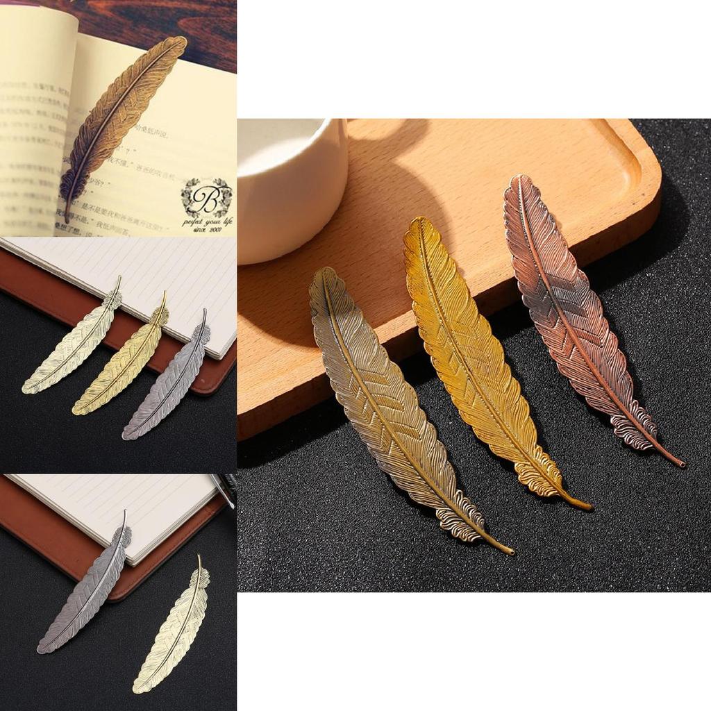 Ethnic Retro Metal Feather Bookmark With Electroplated Finish For Diy Crafts And Student Gifts