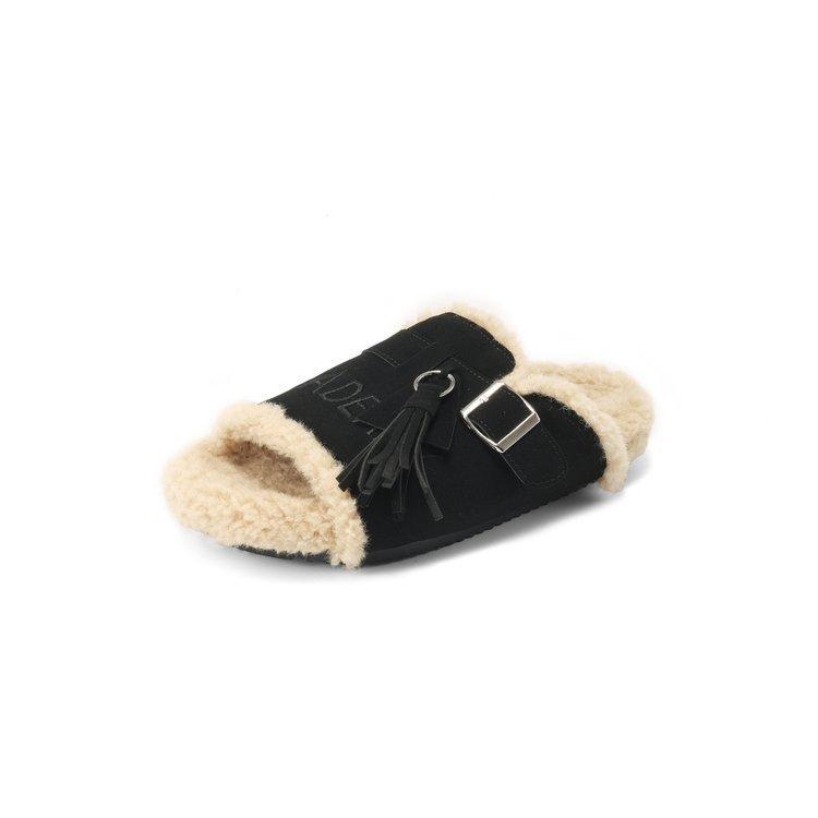 

Thick-soled height-increasing Boken fluffy slippers for women s autumn and winter wear 2025 new small piled warm cotton slippers 35