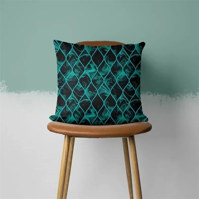 Decor Acasă Huse de Pernă cu Model Geometric și Floral Turcoaz Husa Pernă Model Potrivită pentru Canapea Dormitor Mașină Husa Pernă