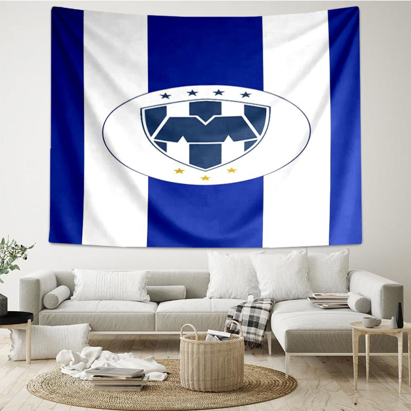 1PC Monter-rey Football Crest Art Printed Tapestry Room Decoration Wall Hanging for Living Room Bedroom, Dormitory, Birthday and Christmas Gifts