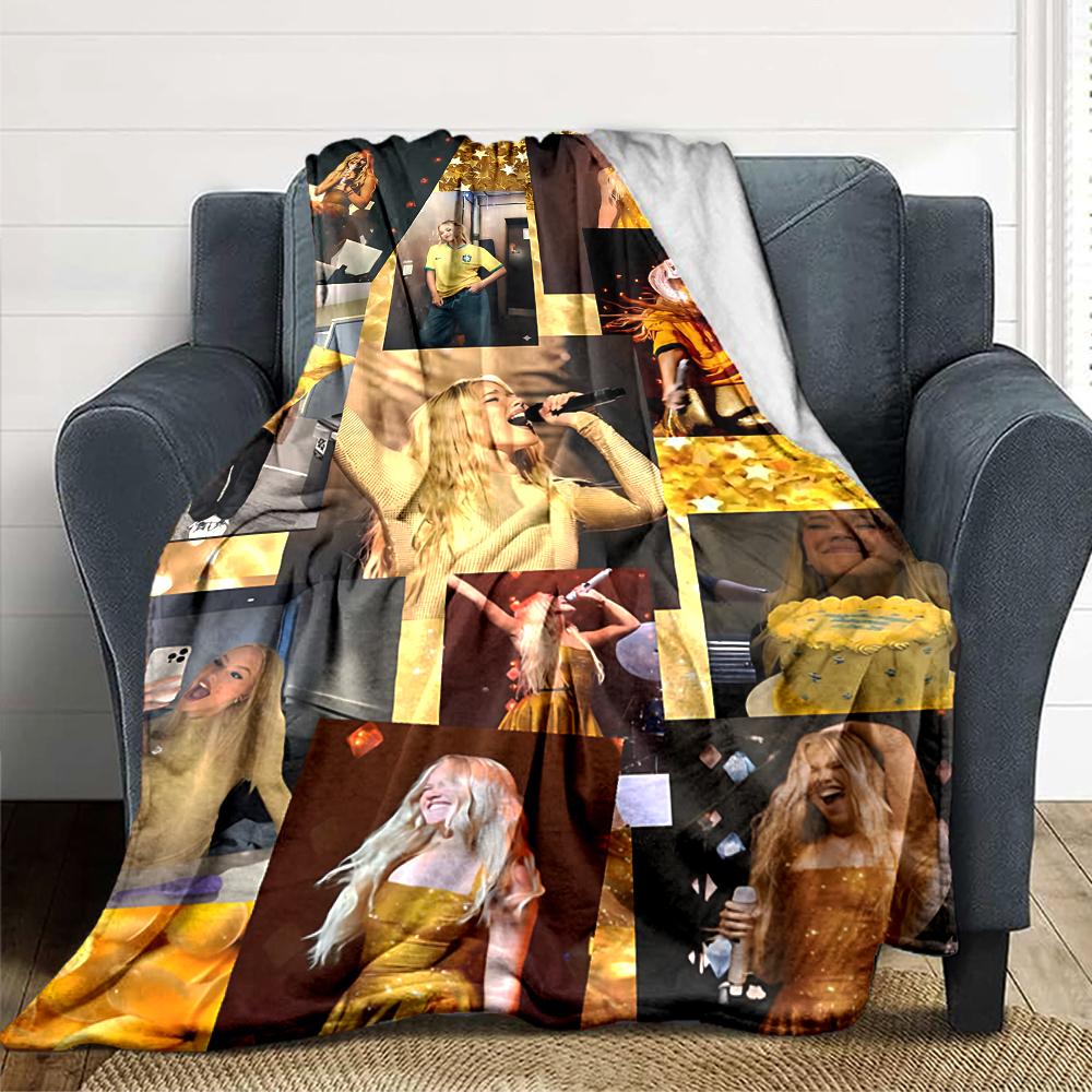 1Pc Golden Performance Journey Blanket Soft Throw Blanket For Home Bedroom Bed Sofa Travel Office Solid Christmas Blanket