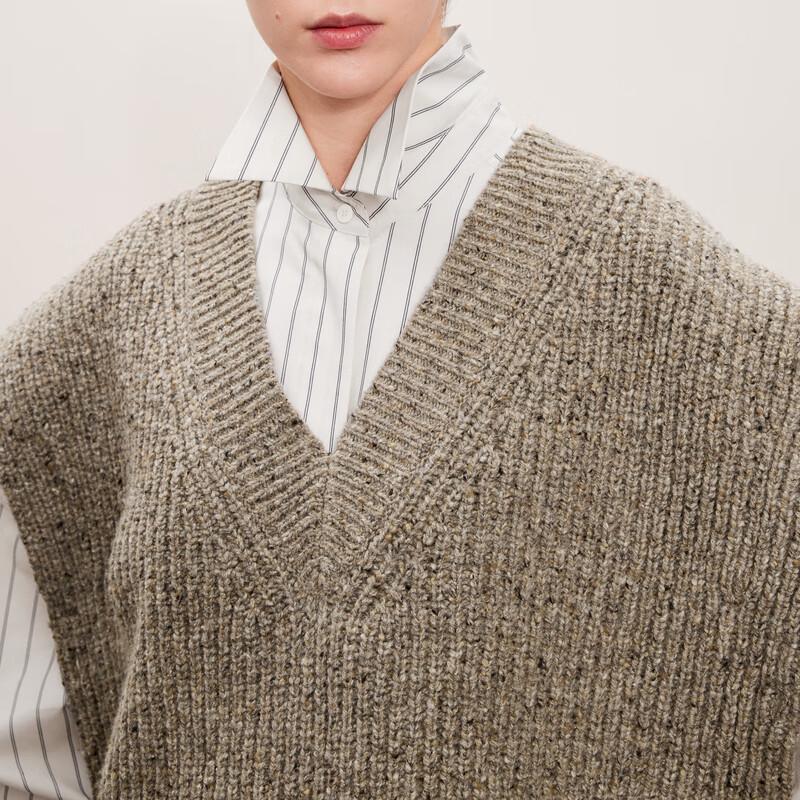 LESS 2024 Autumn V-Neck Sleeveless Sweater Vest