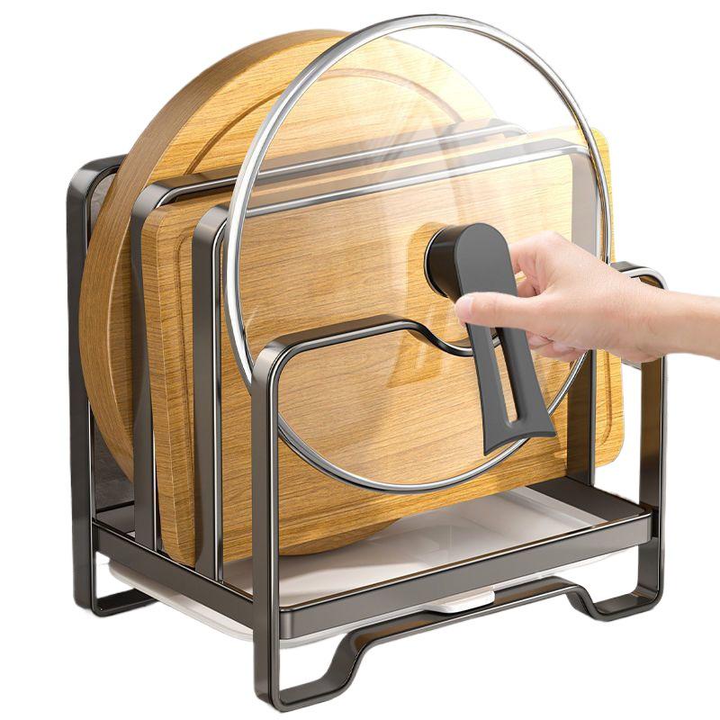 Estante de Almacenamiento Multifuncional para Encimera de Cocina: Organizador de Tapas de Ollas y Tablas de Cortar