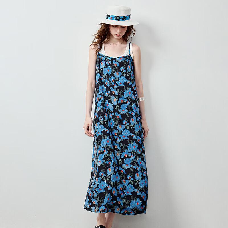 CHUYU Women's Summer Vintage Floral French A-Line Maxi Cami Dress
