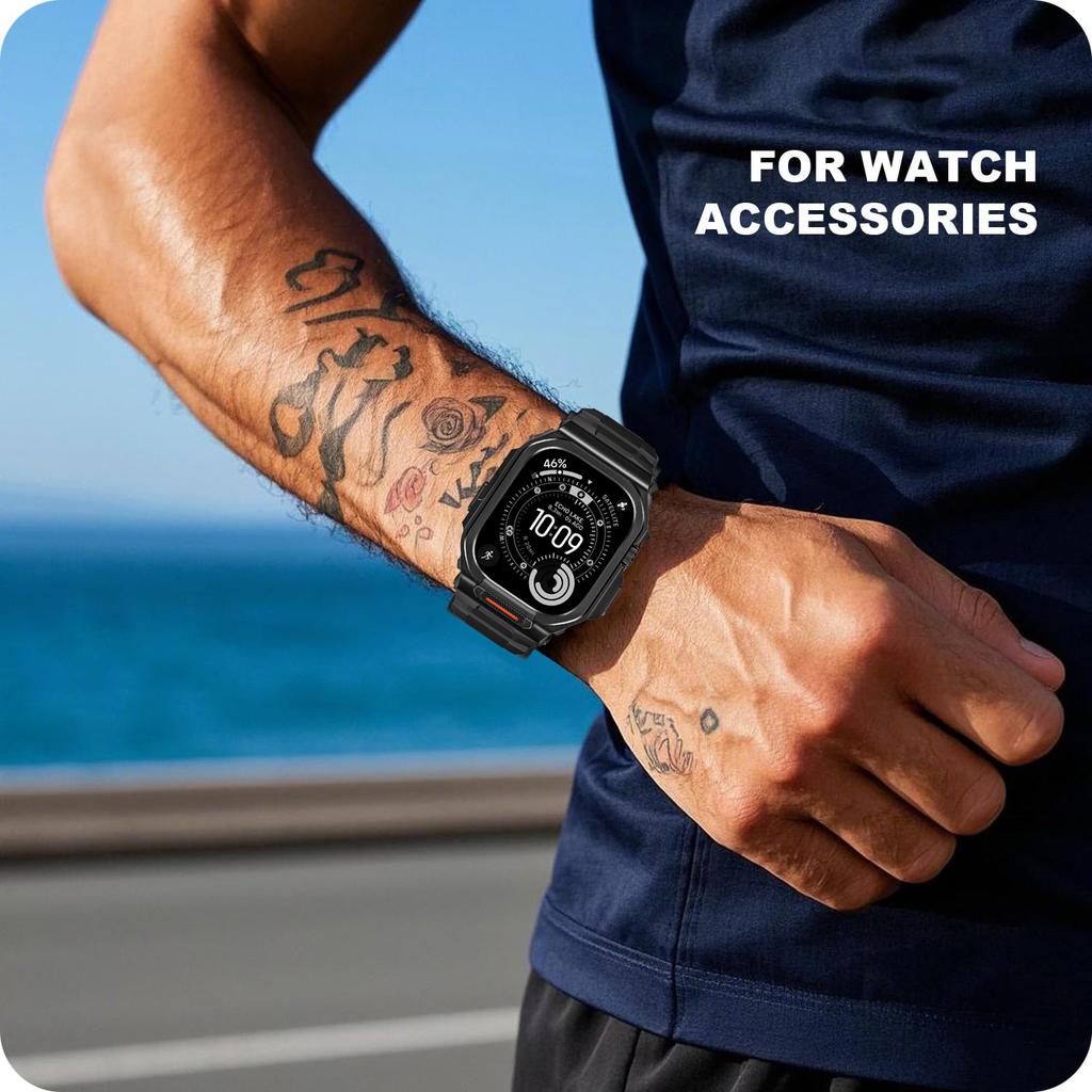 Case+Strap For Apple Watch Ultra 3 2 49mm Band  Accessories Sport Silicone Bracelet+Metal Protective Bumper iWatch Cover 49mm